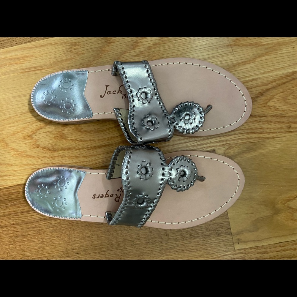JACK ROGER SILVER METALLIC SANDAL